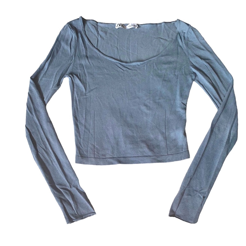 Zara Sheer Light Blue Long Sleeve